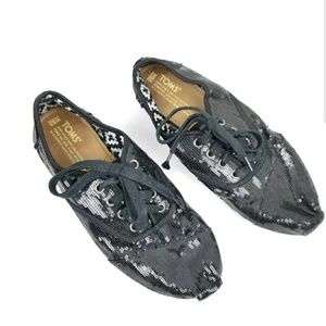 Sold Toms Flats Oxfords Lace Up Sequin Sneakers